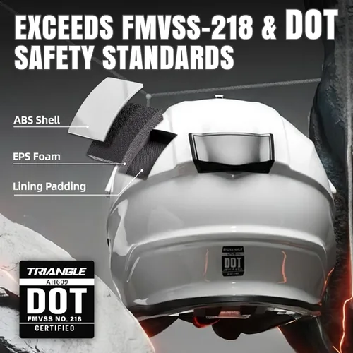 Vista 2 de TRIANGLE - Cascos de motocicleta para adultos, para bicicleta de tierra, ATV, deportes duales, casco integral con visera tintada, aprobado por DOT
