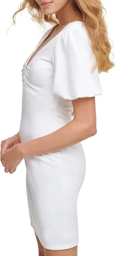 Vista 3 de GUESS Manga abullonada con cuello corazón para mujer