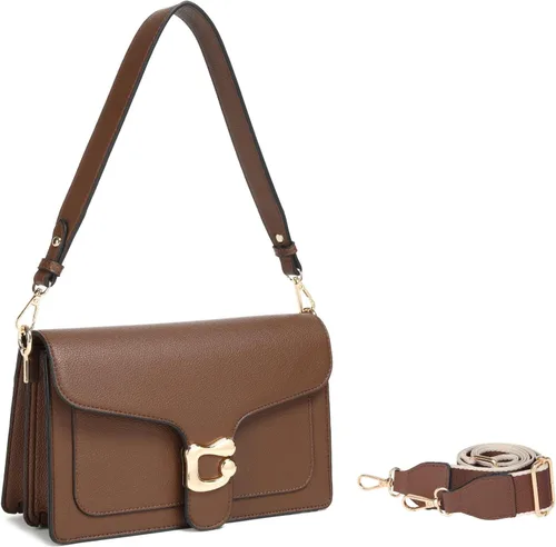 Vista 11 de Travistar Bolsos cruzados para mujer de moda - Pequeño bolso cruzado de hombro con 2 correas, bolso de mano de cuero, bolso de noche de embrague