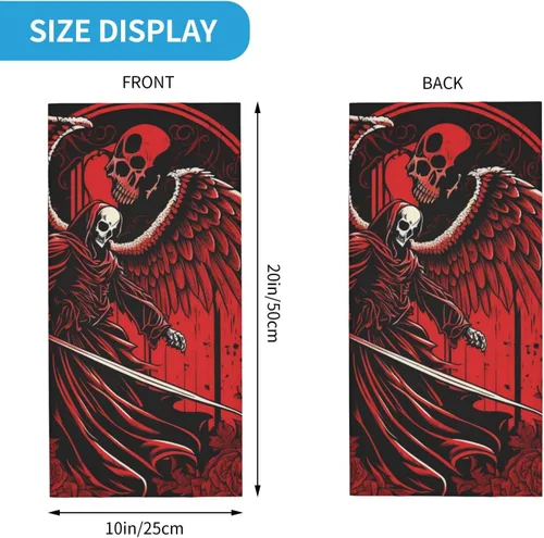 Vista 3 de HERRECX angel god skull grim reaper skeleton red Neck Gaiter Face Cover Scarf Balaclava Bandana for Women Men Gaiter Mask for Motorcycle Cycling