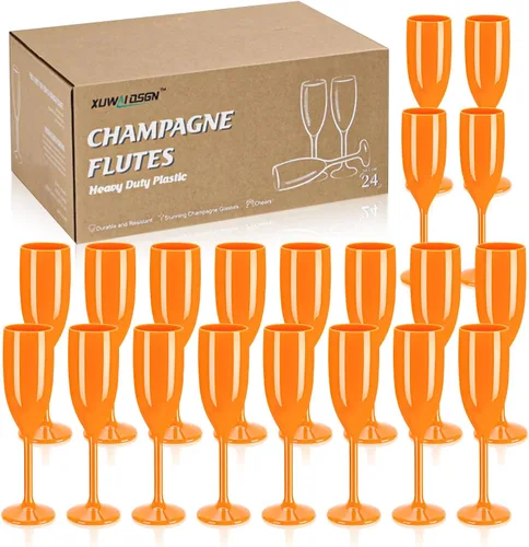 Vista 14 de XUWAIDSGN Copas de champán acrílicas, copas para brindar, vasos irrompibles para bar de mimosa, copas de vino reutilizables, copas de champán