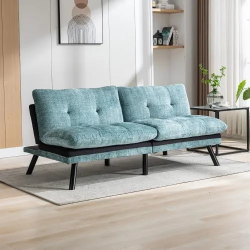 Vista 13 de anwickjeff Sofá cama futón, sofá convertible moderno, sofá biplaza plegable, sofás de futón transpirables para espacios pequeños compactos