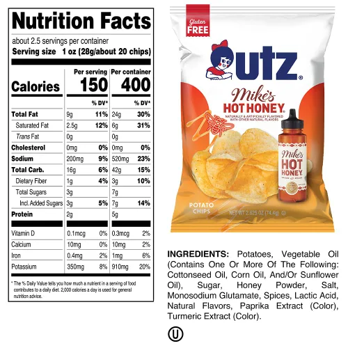 Vista 3 de Utz® Mike's Hot Honey - Papas fritas con sabor a miel; 2.625 onzas, 14