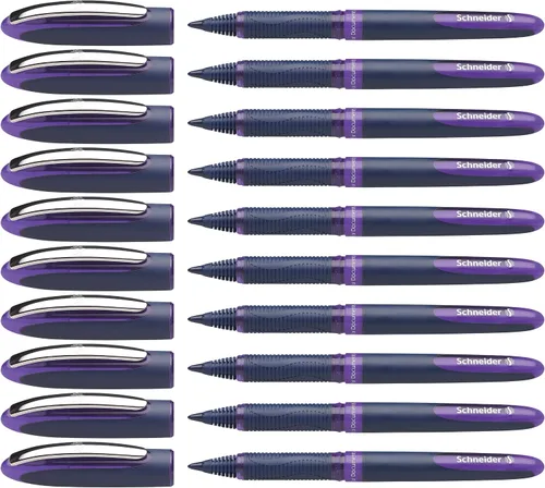 Vista 10 de Schneider One Business - Bolígrafo de punta rodante, punta ultra suave de 0,6 mm, barril azul, tinta negra, caja de 10 bolígrafos (183001)