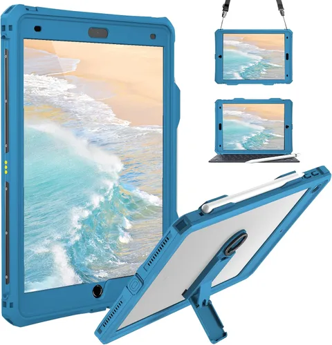 Vista 6 de ShellBox Case Funda impermeable para iPad mini 4/5, funda protectora de cuerpo completo a prueba de golpes a prueba de polvo con soporte ajustable