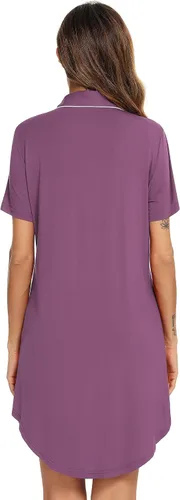 Vista 5 de Pjmlifecoco Camisones de manga corta con botones para mujer, ropa de dormir suave, vestido de pijama S-XXL