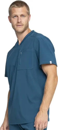 Vista 4 de Cherokee Infinity - Camisa quirúrgica para hombre, color sólido, con cuello en V