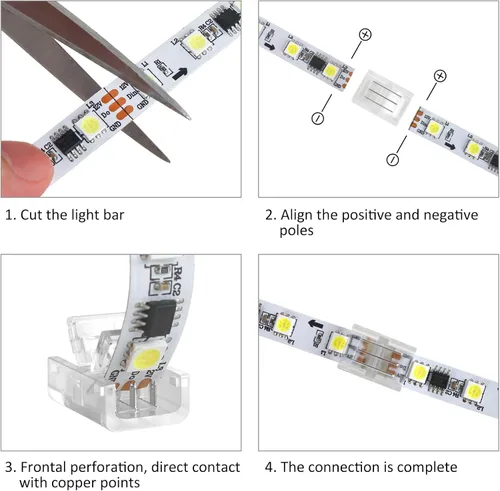 Vista 5 de RGBZONE 10 piezas 3 pines 8mm Conectores de tira LED Actualizados Conector rápido de tira a tira sin soldaduras y sin brechas para tira de luz LED