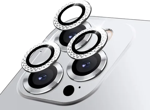 Vista 9 de LucBuy Protector de lente de cámara para iPhone 12 Pro Max, vidrio templado HD de alta calidad, aleación de aluminio, anillo individual, película