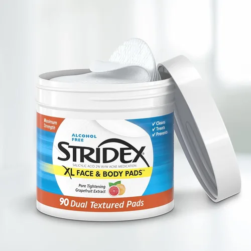 Vista 3 de Stridex Almohadillas faciales XL para el cuerpo, tratamiento exfoliante