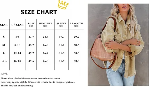 Vista 7 de Lumister Chaqueta de mezclilla de gran tamaño para mujer, suave, ligera, desgastada, con flecos rasgados, manga larga, chaqueta de mezclilla
