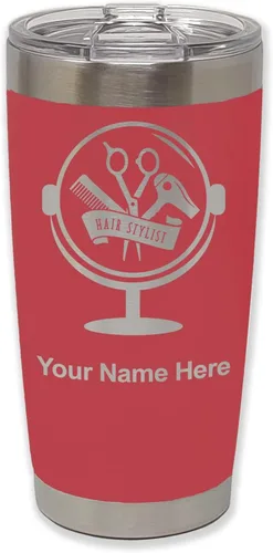 Vista 22 de LaserGram Taza de 20 onzas con aislamiento al vacío, para estilista de cabello, con grabado personalizado incluido (negro) Engraved Gift for Hair