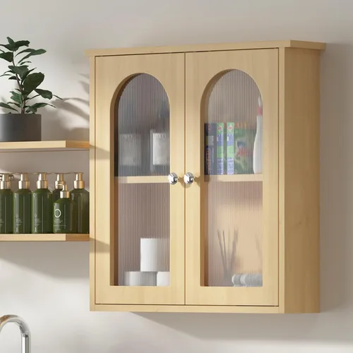 Vista 6 de 22x23 botiquín de baño, gabinete de pared de baño con arqueado Madera natural