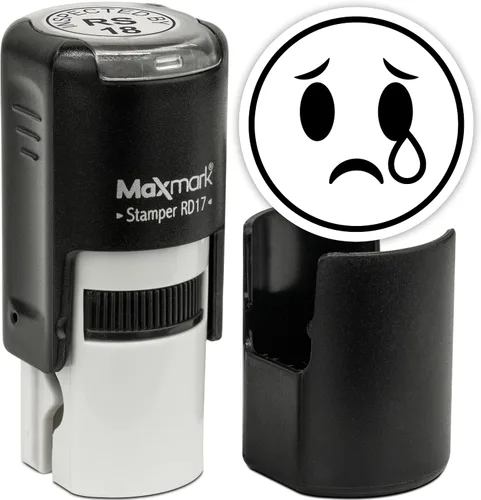 Vista 12 de MaxMark Sello de Emoji Autoentintado Redondo - Enojada - Tinta Negra