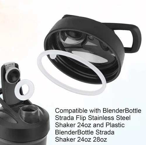 Vista 4 de Juego de 4 piezas de junta de tapa de repuesto para botella de licuadora, Strada Flip Shaker Cup Water Bottle Parts Accesorios con gancho, anillo