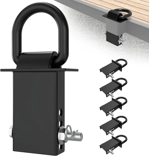 Vista 10 de DEEAGLE - Anillo en D para estaca de remolque de 18000 libras, 4 agujeros ajustables, paquete de 4 Hecho de acero resistente, revestimiento negro