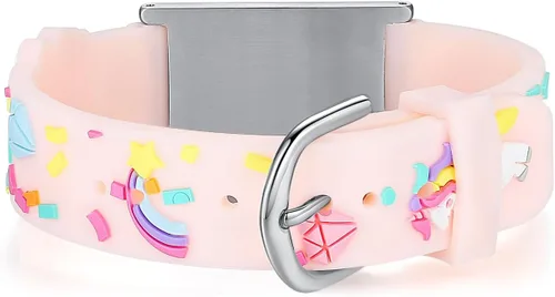 Vista 3 de LinnaLove Pulseras de identificación de alerta médica de dibujos animados, regalo de padres para hijo, hija, hermano, hermana
