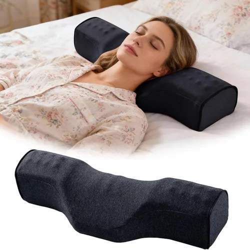 Vista 9 de Almohada cervical para dormir, almohada ergonómica de espuma viscoelástica con soporte zonificado, almohada ortopédica para dormir de espalda