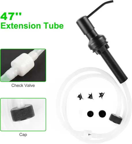 Vista 6 de Dispensador de jabón para fregadero de cocina, dispensador de jabón para fregadero con vástago roscado más largo, tubo de extensión de 47 pulgadas