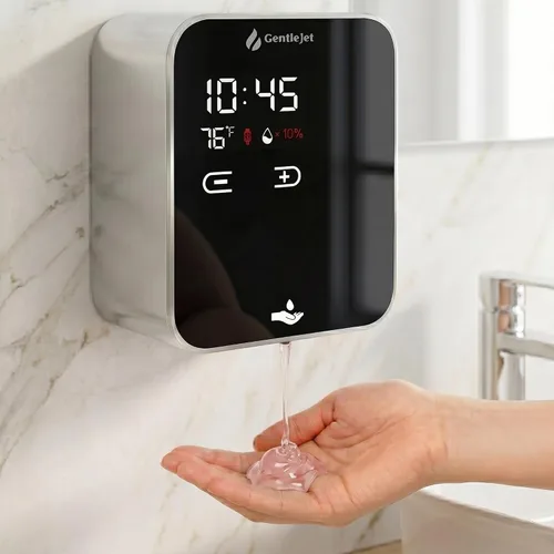 Vista 9 de GentleJet AuraJet - Dispensador automático de jabón líquido para montaje en pared, sensor sin contacto, pantalla LED, 5 niveles ajustables