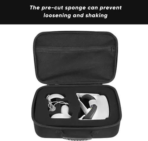 Vista 3 de Risou Funda de almacenamiento VR compatible con Oculus Quest 2 VR Gaming Headset y accesorios de controladores. Con cubierta facial de silicona