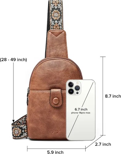 Vista 3 de OPAGE Small Sling Bag for Women, Leather Fanny Pack Crossbody Bag for Women Trendy Chest Bag with Adjustable Strap for Travel