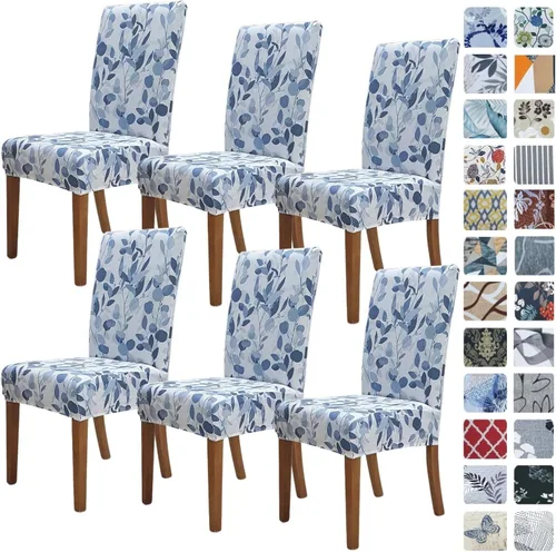 Vista 31 de SPRINGRICO Juego de 4 fundas para sillas de comedor, fundas elásticas para sillas de comedor, de elastano lavables, fundas para sillas Parsons