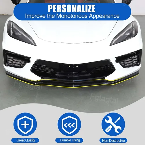 Vista 5 de Kit de repuesto para parachoques delantero compatible con Chevrolet Corvette C8 2020-2026, parachoques delantero ABS, accesorios de decoración