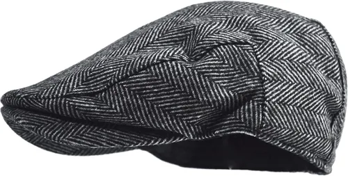 Vista 2 de Sombrero clásico de mezcla de lana de tweed de espiga para hombre (SM, gris), Gris