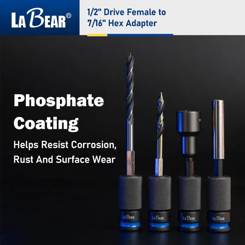 Vista 7 de LABEAR - Adaptador de llave de impacto, 1/2 "hembra a convertidor hexagonal de 7/16", liberación rápida, mandril de cambio rápido, adaptador