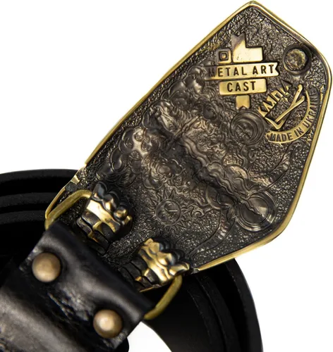 Vista 3 de Leather belt with larger size Archangel Michael belt buckle, Warrior and God's people protector Handmade San Miguel accessory