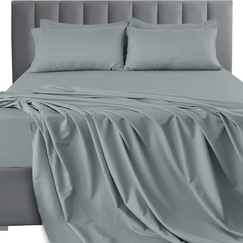 Vista 313 de LUX Décor - Juego de sábanas Twin de microfibra ultrasuave de 3 piezas con sábana encimera, sábana bajera de 16 pulgadas de profundidad y funda