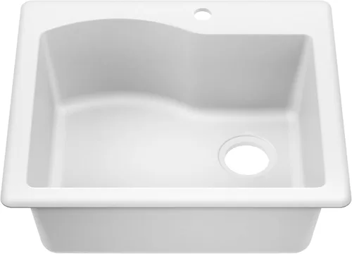 Vista 16 de KRAUS Quarza - Fregadero de cocina de granito de instalación empotrada/sobre encimera de un solo seno, 25 pulgadas, color negro, KGD-441BLACK
