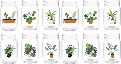 Vista 11 de TOSSWARE POP Mason - Tarro de 473 ml, radiante, para cumpleaños, juego de 6 piezas, reciclable, irrompible, de plástico transparente impreso