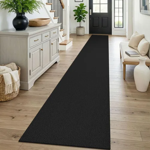 Vista 142 de KOZYFLY - Tapete para puerta de interior, lavable, pequeña, antideslizante, con respaldo de goma, felpudo de algodón para el hogar, color negro