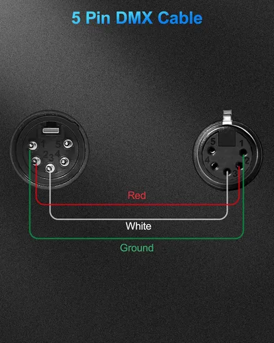 Vista 3 de Paquete de 2 cables DMX de 5 pines de 10 pies con 3 conductores para iluminación de escenario y controlador