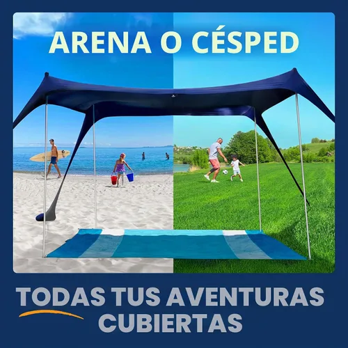 Vista 5 de SUN NINJA Tienda de campaña de playa, refugio solar, toldo de sombra de Verde