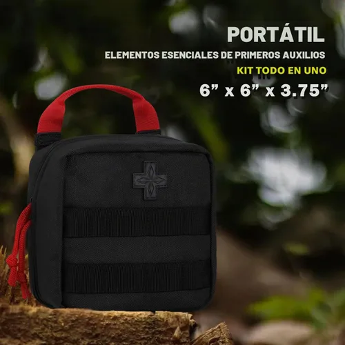 Vista 2 de Everlit IFAK Molle EMT Kit de primeros auxilios tácticos de 180 piezas para acampar al aire libre, kits de emergencia para camping, barco, caza Negro