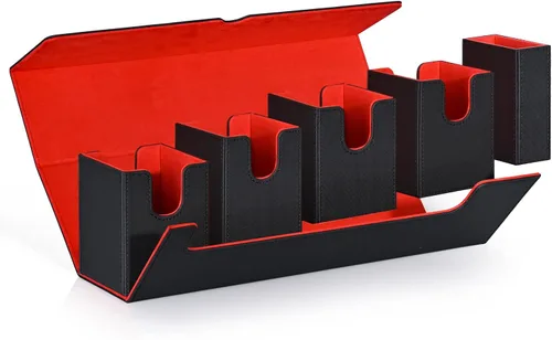 Vista 19 de UAONO Caja de cartas para MTG con pantalla Commander, funda de cartas 5 en 1 con capacidad para más de 800 tarjetas sin mangas, organizador