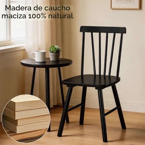 Vista 7 de DUHOME Windsor - Juego de 2 sillas de comedor de madera con respaldo de husillo, sillas de cocina de madera para el hogar, cocina, sala de estar