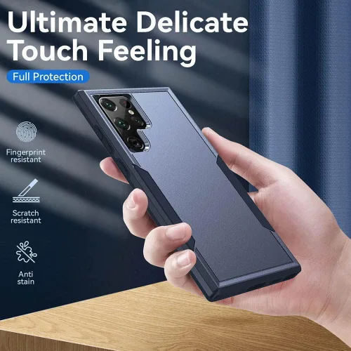Vista 6 de Funda diseñada para Samsung S24 Ultra (no para S24 y S24 Plus), resistente, resistente, a prueba de golpes, soporte de carga inalámbrica, funda Azul