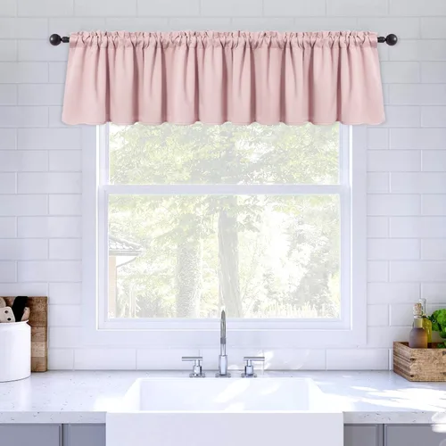 Vista 9 de MIULEE Cenefa opaca con bolsillo para cortinero, con aislamiento térmico, cortina corta para ventana pequeña y dormitorio, 42 x 18 pulgadas, 1 Beige