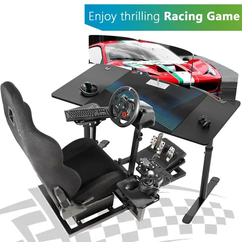 Vista 8 de HOTTOBY Flight Racing Simulator Cockpit with Black Seat Adjustable&Shifter Platform Upgrade Fit for LogitechThrustmasterHotas Warthog