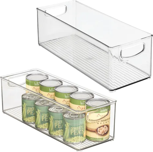 Vista 10 de iDesign - Recipiente de plástico apilable para despensa con asas para gabinetes o refrigerador, transparente, fabricado en EE. UU Para armarios