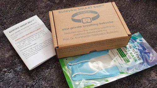 Vista 8 de Tu entrenador de respiración personal en una caja – Cinturón vibrante de biorretroalimentación para respiración Buteyko – Libro pequeño de Buteyko