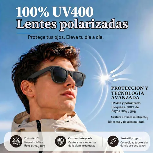 Vista 7 de Nuevas gafas inteligentes AI con cámara, gafas de grabación de video 8MP 4K