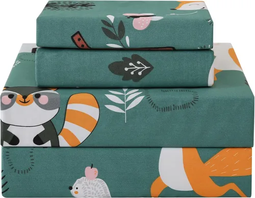 Vista 30 de JSD - Juego de sábanas de 3 piezas para niños, tamaño individual Soft Printed Microfiber Sheet and Pillowcase Set, OEKO-TEX Certified, 16 inch Deep