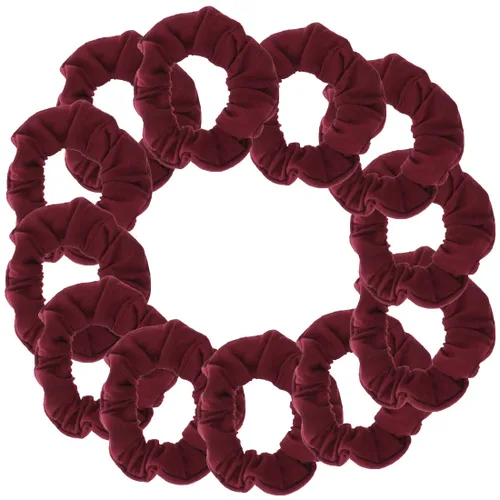 Vista 29 de Paquete de 12 ligas sólidas para el cabello (negro) One Dozen Matching Hair Ties, Soft Cotton Fabric, Gentle No-Crease Hold, Great for Teams