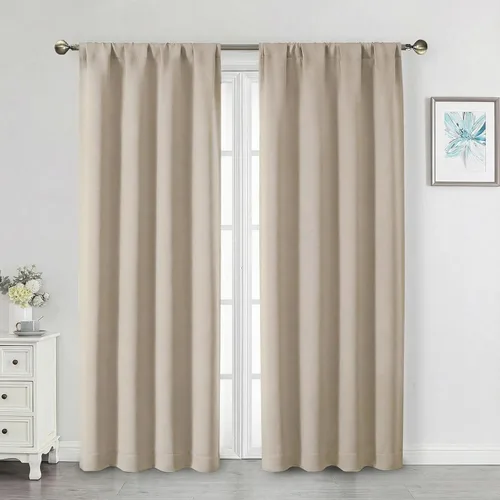 Vista 82 de Cortinas opacas para dormitorio, sala de estar, juego de 2 paneles de 54 pulgadas de largo, cortinas de oscurecimiento de habitación con aislamiento