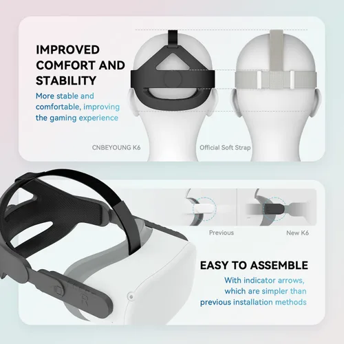 Vista 6 de CNBEYOUNG Adjustable Head Strap Compatible with Quest 2 Quest 3, Replacement for Quest 23 Elite Strap Accessories for Enhanced Support and Comfort